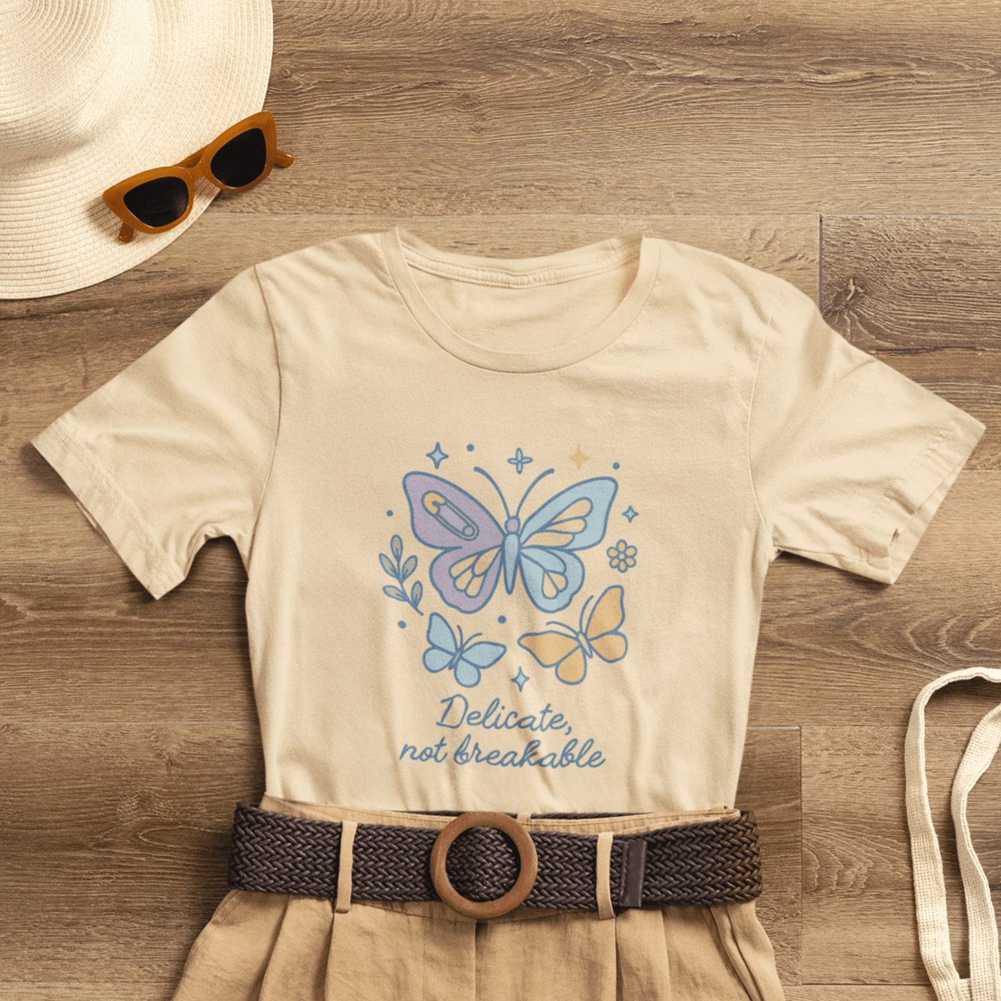 Delicate Not Breakable Shirt | Butterfly Self - Healing Tee | Gentle Strength Top | Spirit Stitch Collection - Spirit Stitch