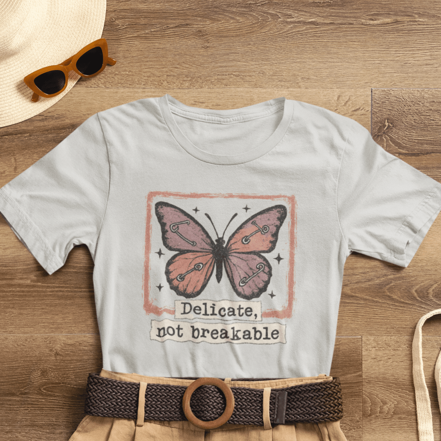 Delicate Not Breakable T-shirt - Butterfly Affirmation Tee - Spirit Stitch