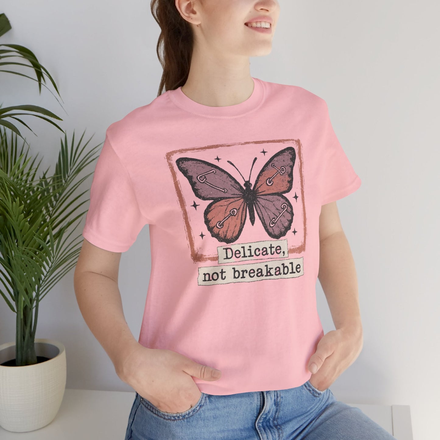 Delicate Not Breakable T-shirt - Butterfly Affirmation Tee - Spirit Stitch