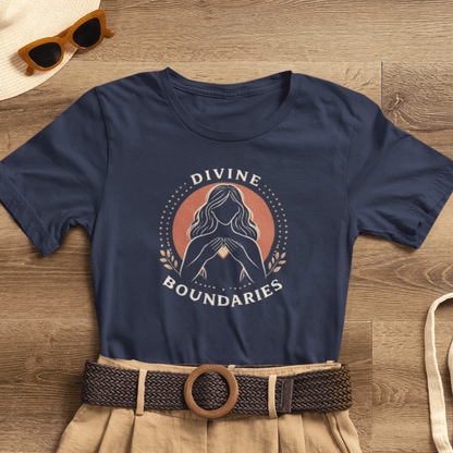 Divine Boundaries Feminine Empowerment Graphic T-Shirt by Printify, featuring bold design on soft, comfortable fabric.