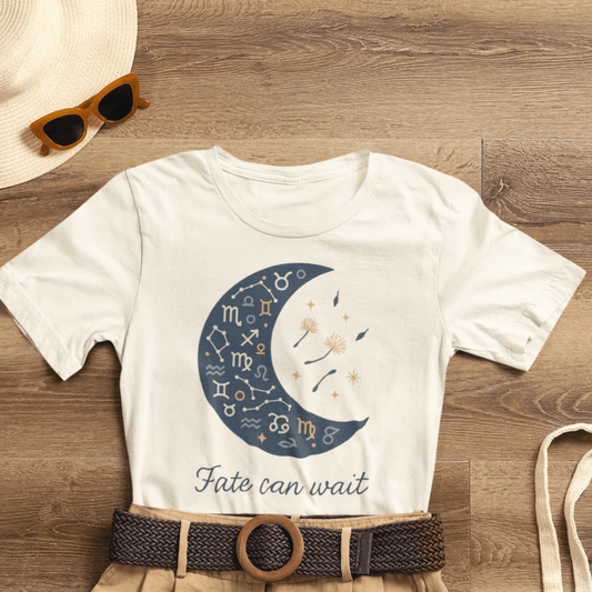 Fate Can Wait Shirt | Celestial Patience Tee | Zodiac Moon Graphic | Gentle Rebels Collection - Spirit Stitch