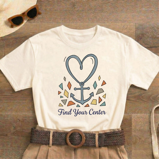 Find Your Center Shirt | Classic Heavy Cotton Tee | Boho Anchor Heart Tee | Grounding Gift | Self Discovery Shirt - Spirit Stitch