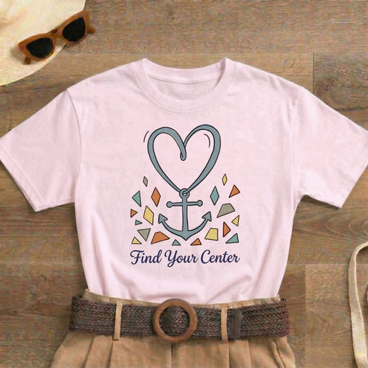 Find Your Center Shirt | Classic Heavy Cotton Tee | Boho Anchor Heart Tee | Grounding Gift | Self Discovery Shirt - Spirit Stitch
