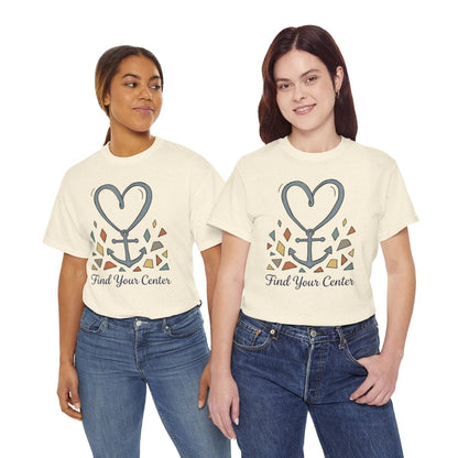 Find Your Center Shirt | Classic Heavy Cotton Tee | Boho Anchor Heart Tee | Grounding Gift | Self Discovery Shirt - Spirit Stitch