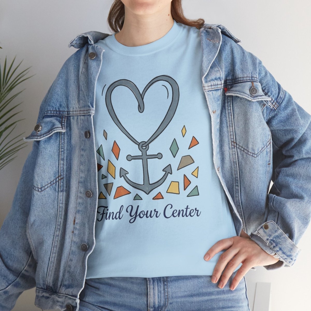Find Your Center Shirt | Classic Heavy Cotton Tee | Boho Anchor Heart Tee | Grounding Gift | Self Discovery Shirt - Spirit Stitch