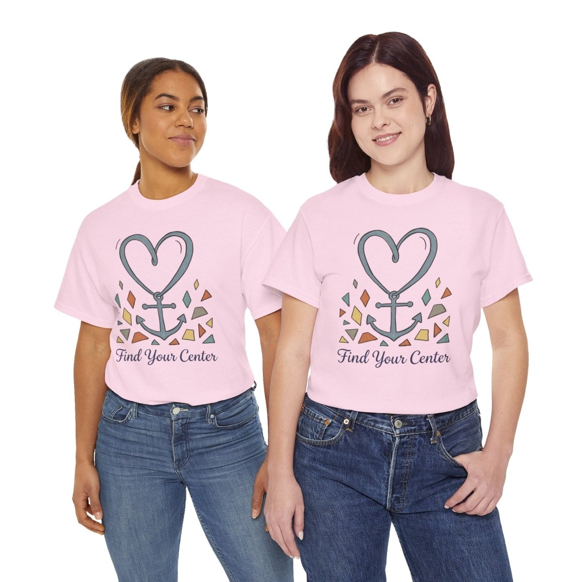 Find Your Center Shirt | Classic Heavy Cotton Tee | Boho Anchor Heart Tee | Grounding Gift | Self Discovery Shirt - Spirit Stitch