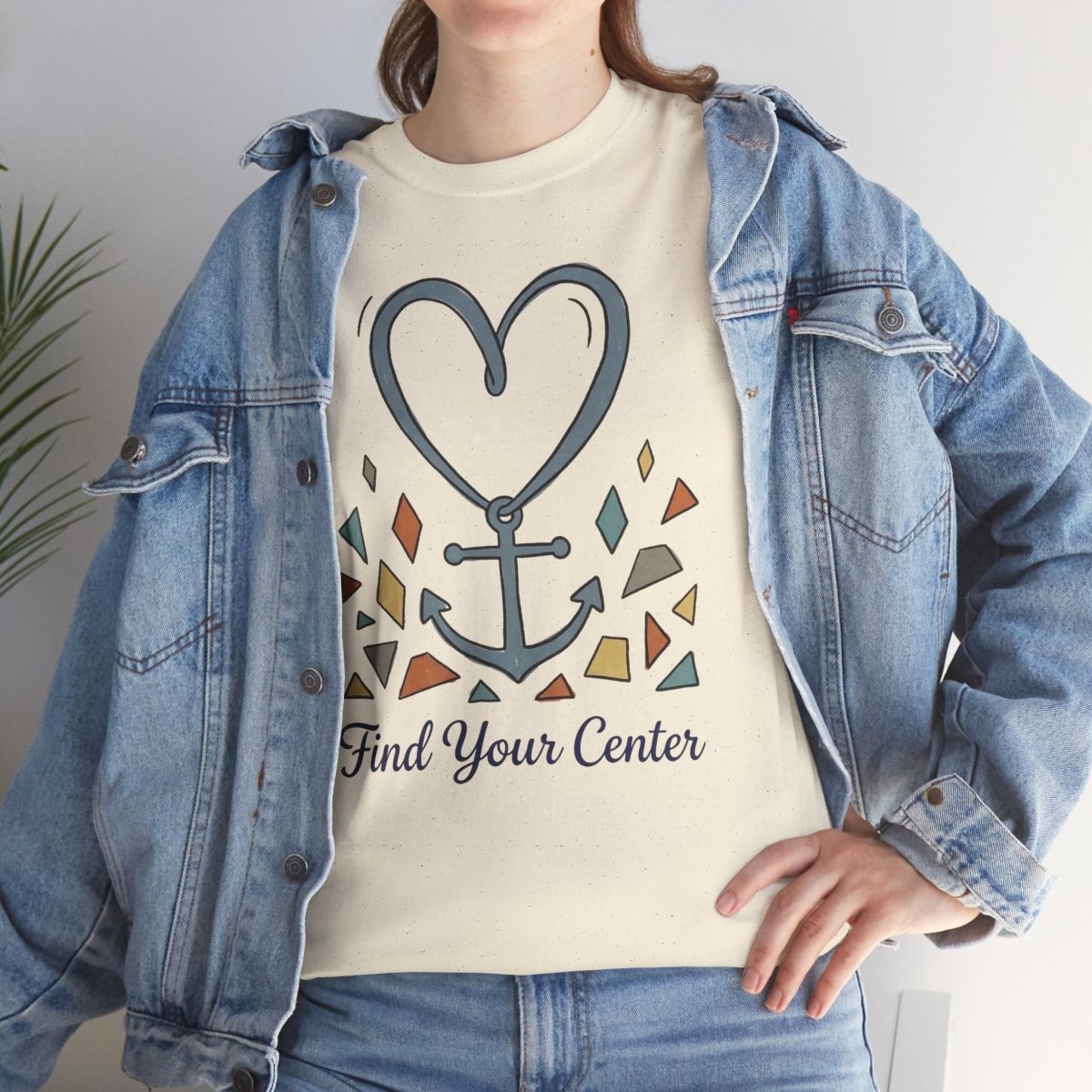 Find Your Center Shirt | Classic Heavy Cotton Tee | Boho Anchor Heart Tee | Grounding Gift | Self Discovery Shirt - Spirit Stitch