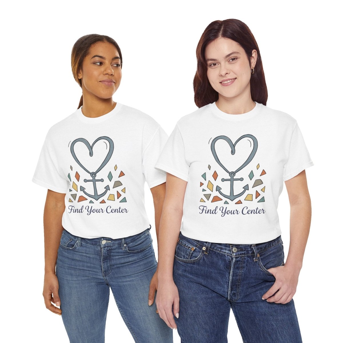 Find Your Center Shirt | Classic Heavy Cotton Tee | Boho Anchor Heart Tee | Grounding Gift | Self Discovery Shirt - Spirit Stitch