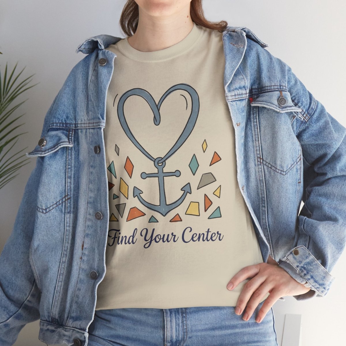 Find Your Center Shirt | Classic Heavy Cotton Tee | Boho Anchor Heart Tee | Grounding Gift | Self Discovery Shirt - Spirit Stitch