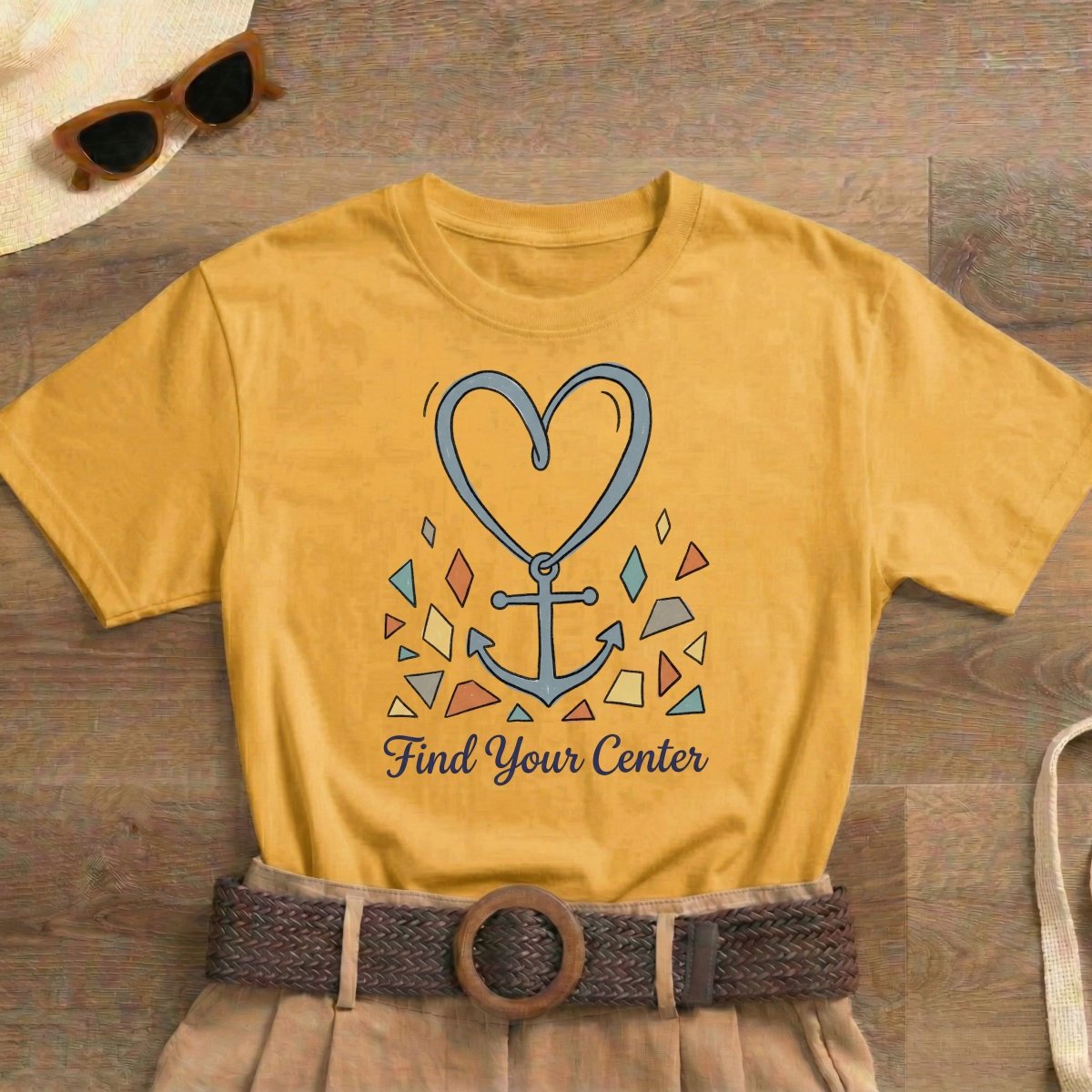 Find Your Center Shirt | Classic Heavy Cotton Tee | Boho Anchor Heart Tee | Grounding Gift | Self Discovery Shirt - Spirit Stitch