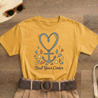 Find Your Center Shirt | Classic Heavy Cotton Tee | Boho Anchor Heart Tee | Grounding Gift | Self Discovery Shirt - Spirit Stitch