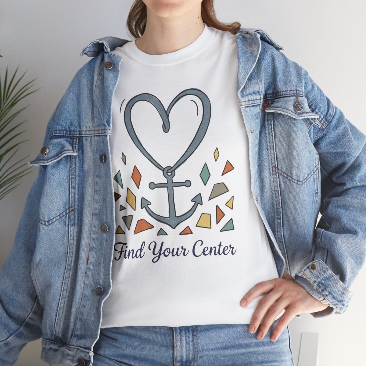 Find Your Center Shirt | Classic Heavy Cotton Tee | Boho Anchor Heart Tee | Grounding Gift | Self Discovery Shirt - Spirit Stitch