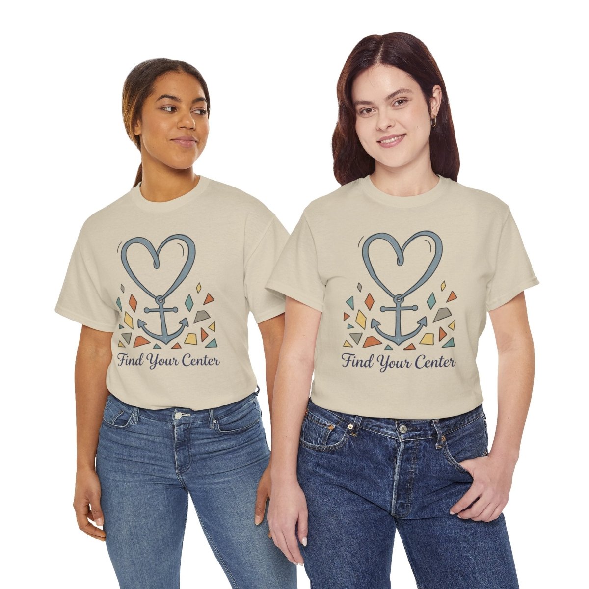 Find Your Center Shirt | Classic Heavy Cotton Tee | Boho Anchor Heart Tee | Grounding Gift | Self Discovery Shirt - Spirit Stitch