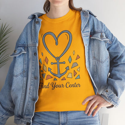 Find Your Center Shirt | Classic Heavy Cotton Tee | Boho Anchor Heart Tee | Grounding Gift | Self Discovery Shirt - Spirit Stitch