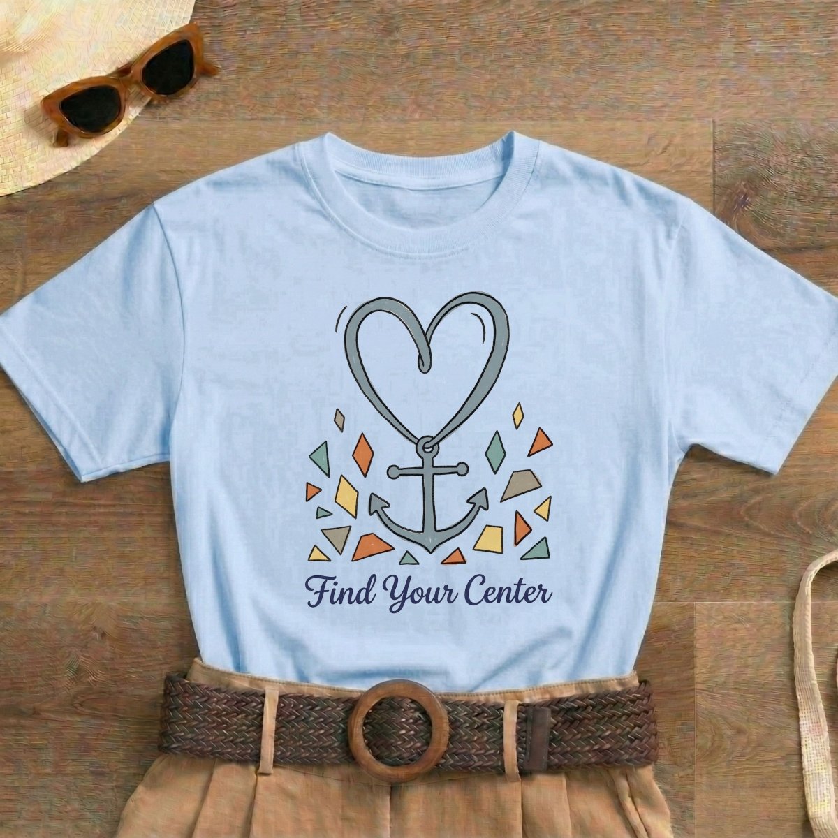 Find Your Center Shirt | Classic Heavy Cotton Tee | Boho Anchor Heart Tee | Grounding Gift | Self Discovery Shirt - Spirit Stitch