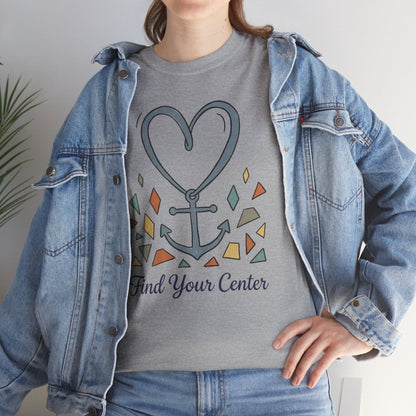 Find Your Center Shirt | Classic Heavy Cotton Tee | Boho Anchor Heart Tee | Grounding Gift | Self Discovery Shirt - Spirit Stitch