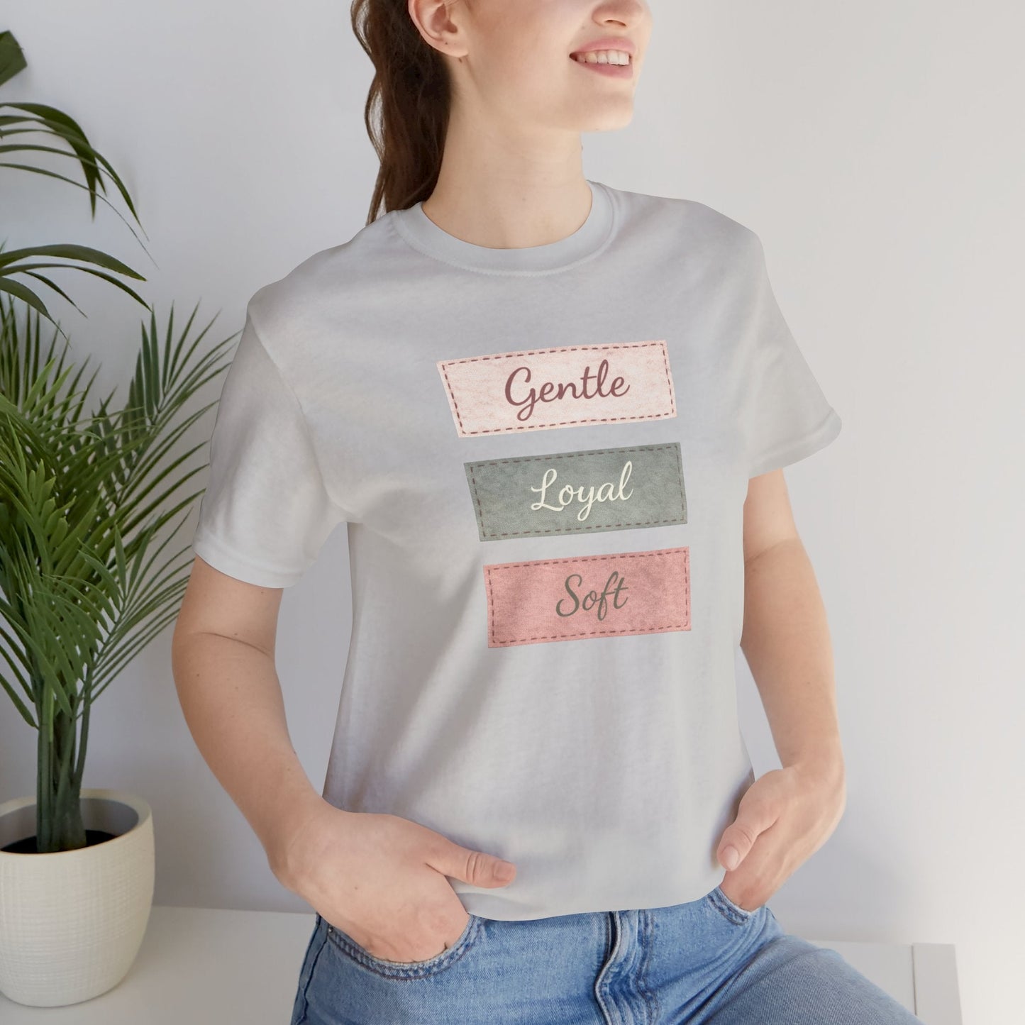 Gentle. Loyal. Soft. — Minimal Pastel Affirmation Unisex T-Shirt | Comfort Self - Care Tee - Spirit Stitch