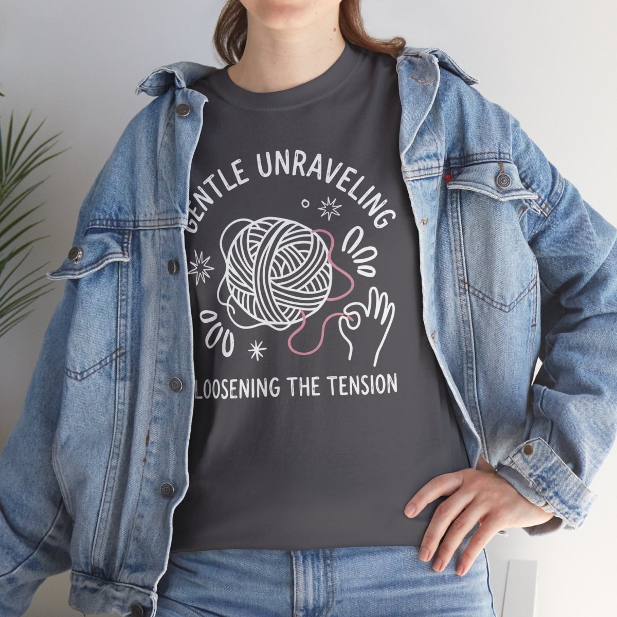 Gentle Unraveling Loosening the Tension Shirt | Classic Heavy Cotton Tee | Yarn Healing Tee | Therapy Gift | Mental Health Shirt - Spirit Stitch