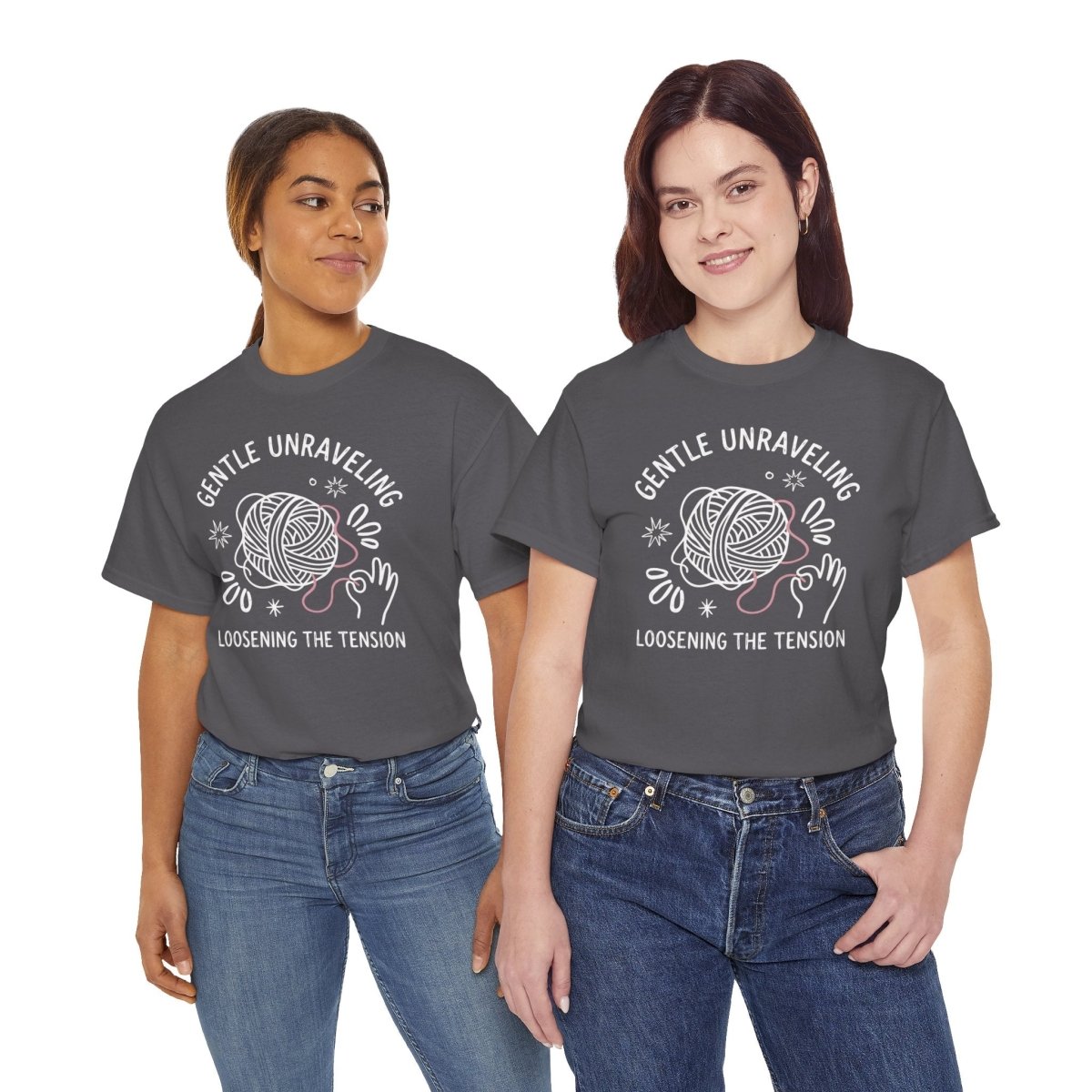 Gentle Unraveling Loosening the Tension Shirt | Classic Heavy Cotton Tee | Yarn Healing Tee | Therapy Gift | Mental Health Shirt - Spirit Stitch