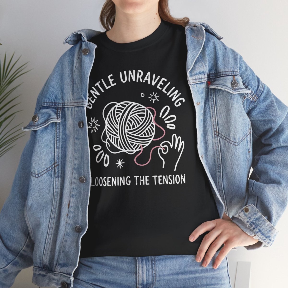 Gentle Unraveling Loosening the Tension Shirt | Classic Heavy Cotton Tee | Yarn Healing Tee | Therapy Gift | Mental Health Shirt - Spirit Stitch