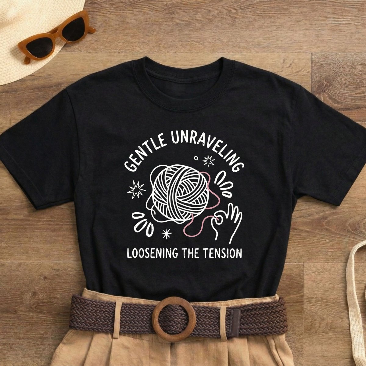 Gentle Unraveling Loosening the Tension Shirt | Classic Heavy Cotton Tee | Yarn Healing Tee | Therapy Gift | Mental Health Shirt - Spirit Stitch
