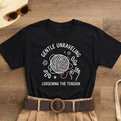 Gentle Unraveling Loosening the Tension Shirt | Classic Heavy Cotton Tee | Yarn Healing Tee | Therapy Gift | Mental Health Shirt - Spirit Stitch