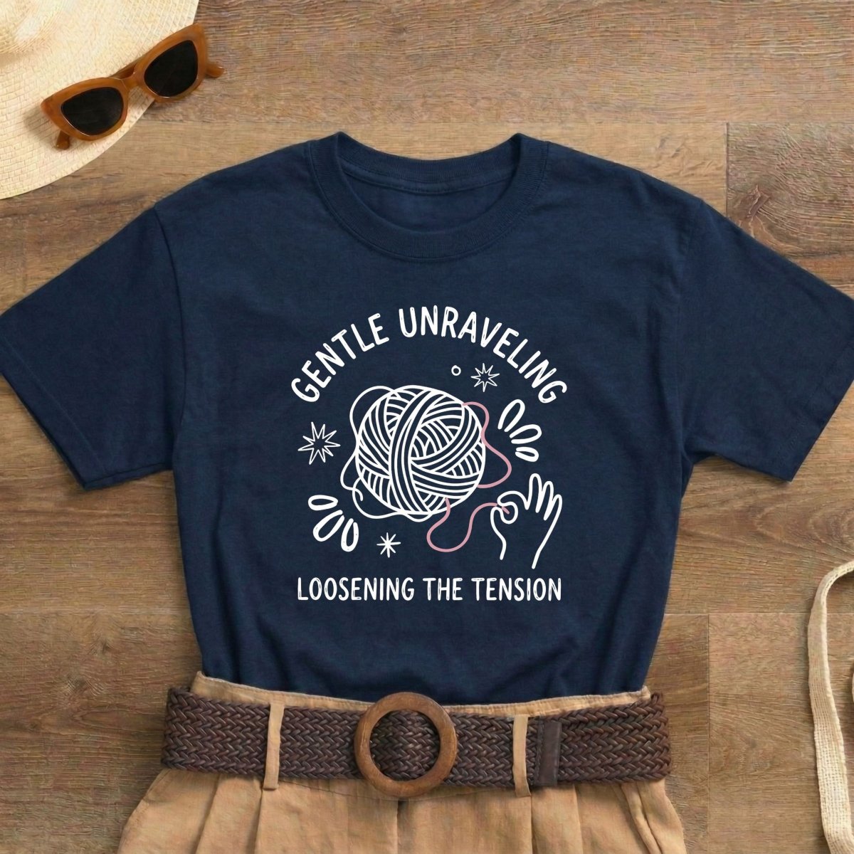 Gentle Unraveling Loosening the Tension Shirt | Classic Heavy Cotton Tee | Yarn Healing Tee | Therapy Gift | Mental Health Shirt - Spirit Stitch