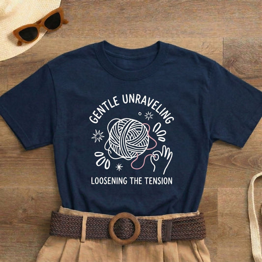 Gentle Unraveling Loosening the Tension Shirt | Classic Heavy Cotton Tee | Yarn Healing Tee | Therapy Gift | Mental Health Shirt - Spirit Stitch