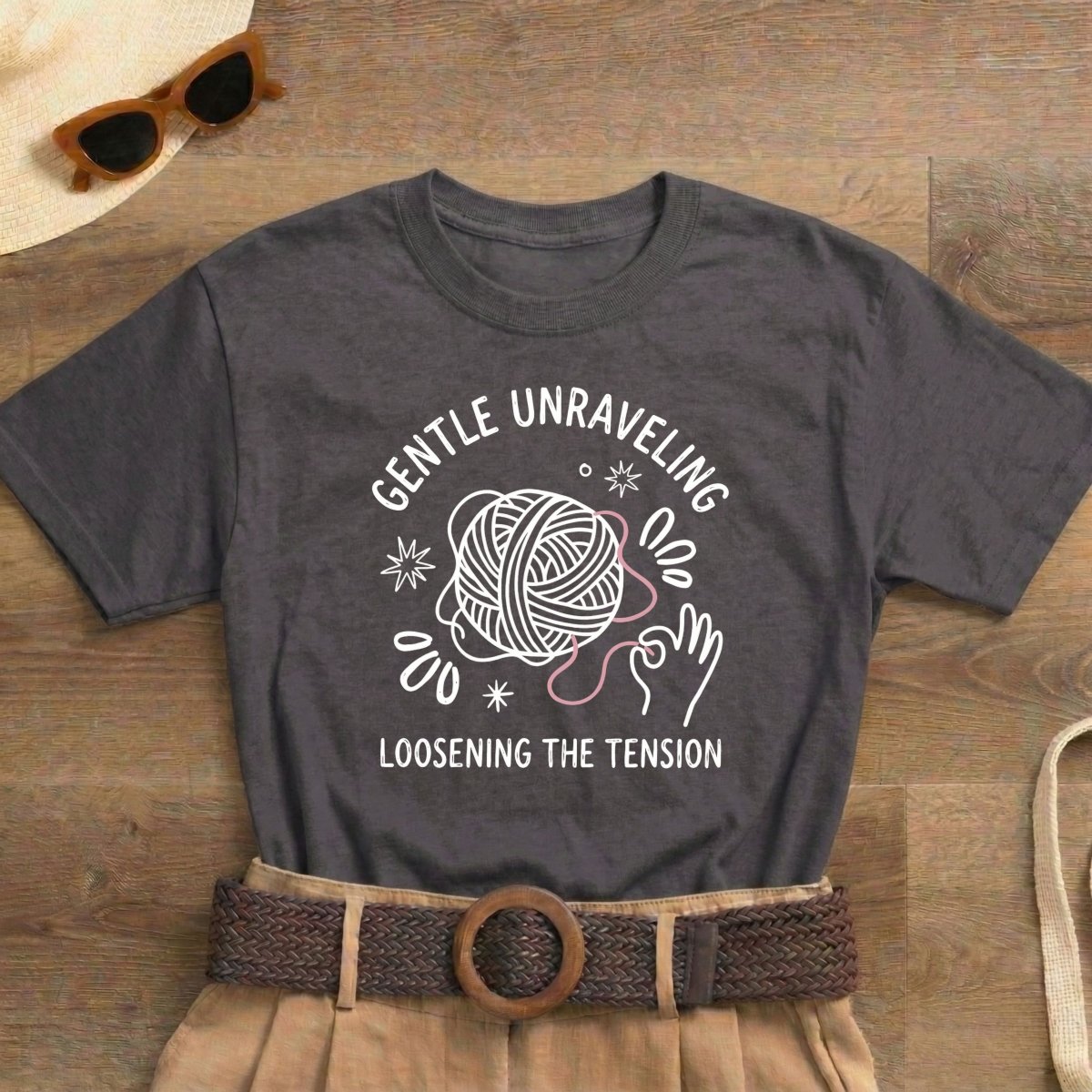 Gentle Unraveling Loosening the Tension Shirt | Classic Heavy Cotton Tee | Yarn Healing Tee | Therapy Gift | Mental Health Shirt - Spirit Stitch