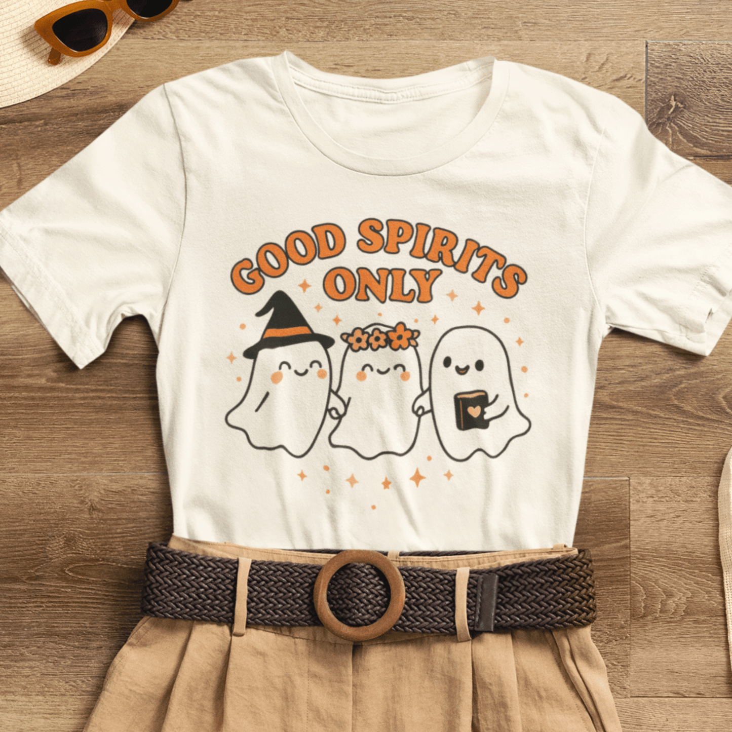 Good Spirits Only Halloween T-Shirt – Cute Kawaii Ghost Friends Tee - Spirit Stitch