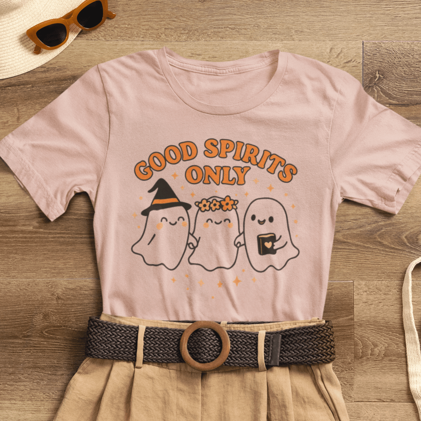 Good Spirits Only Halloween T-Shirt – Cute Kawaii Ghost Friends Tee - Spirit Stitch