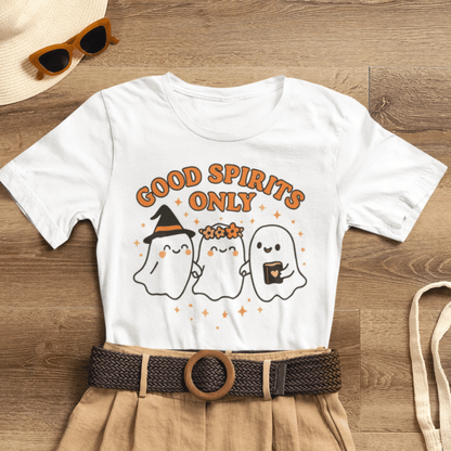 Good Spirits Only Halloween T-Shirt – Cute Kawaii Ghost Friends Tee - Spirit Stitch
