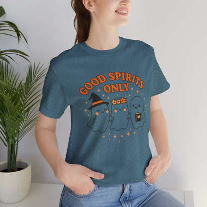 Good Spirits Only Halloween T-Shirt – Cute Kawaii Ghost Friends Tee - Spirit Stitch