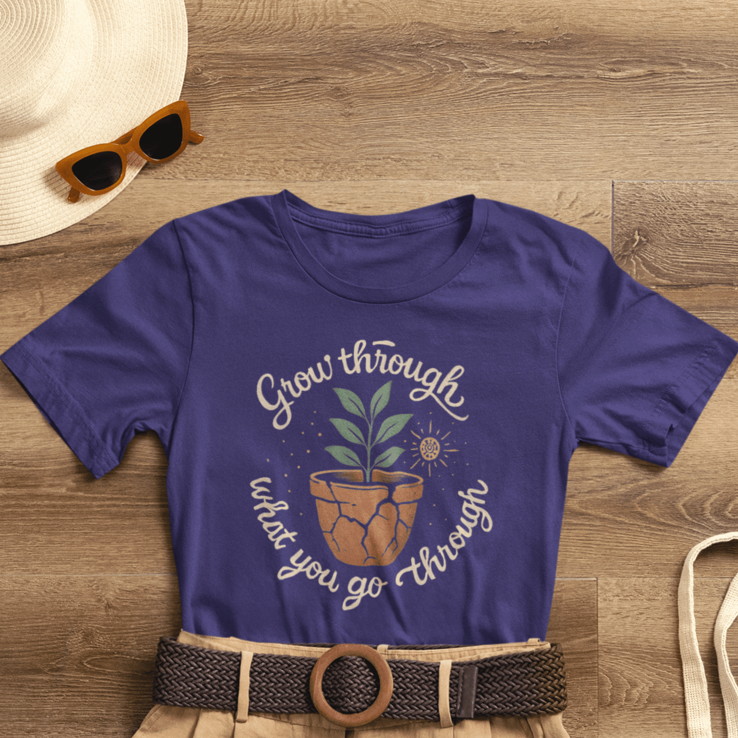 Grow Through What You Go Through | Gentle Empowerment Tee | Emotional Growth Shirt | Positive Mindset Gift - Spirit Stitch