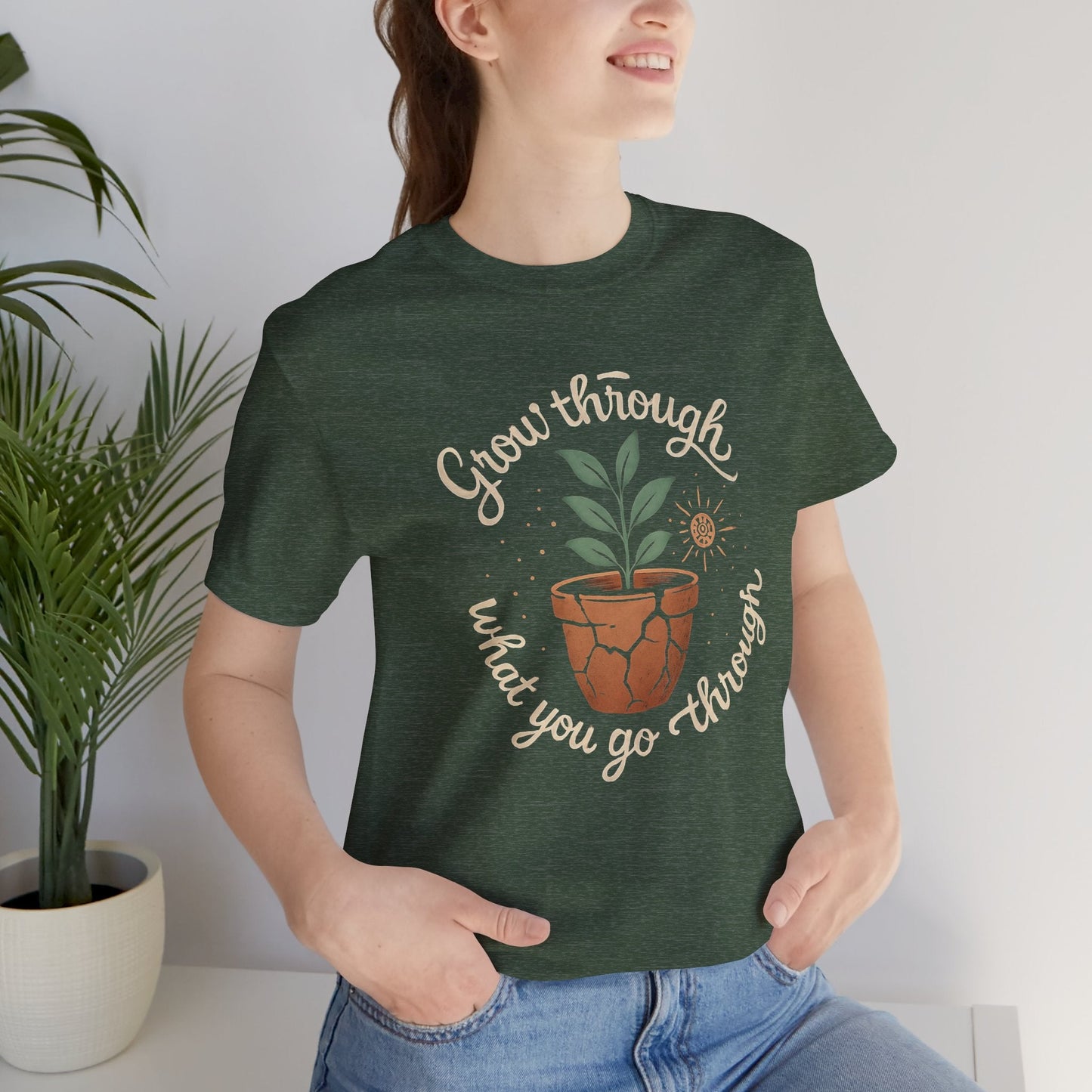 Grow Through What You Go Through | Gentle Empowerment Tee | Emotional Growth Shirt | Positive Mindset Gift - Spirit Stitch