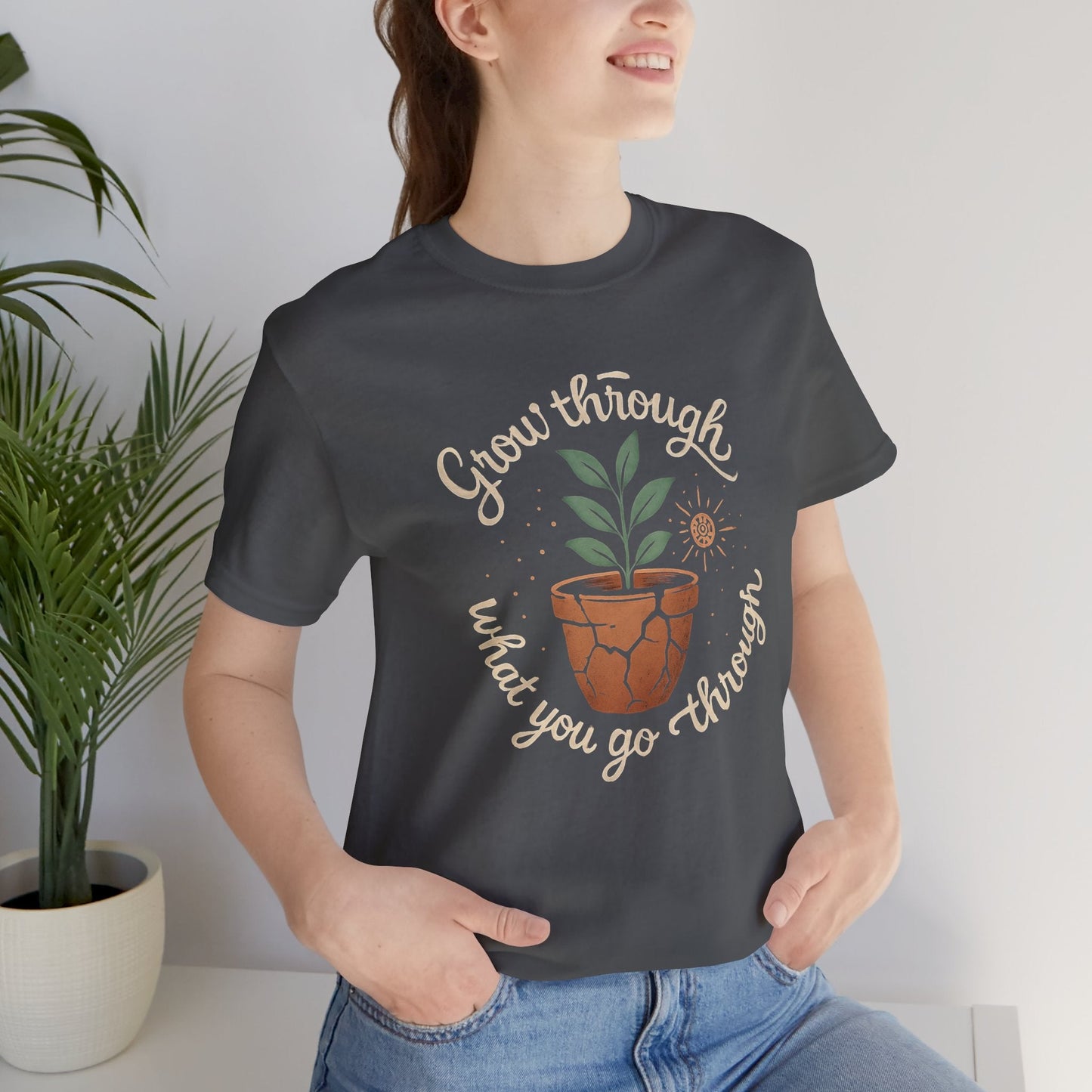 Grow Through What You Go Through | Gentle Empowerment Tee | Emotional Growth Shirt | Positive Mindset Gift - Spirit Stitch
