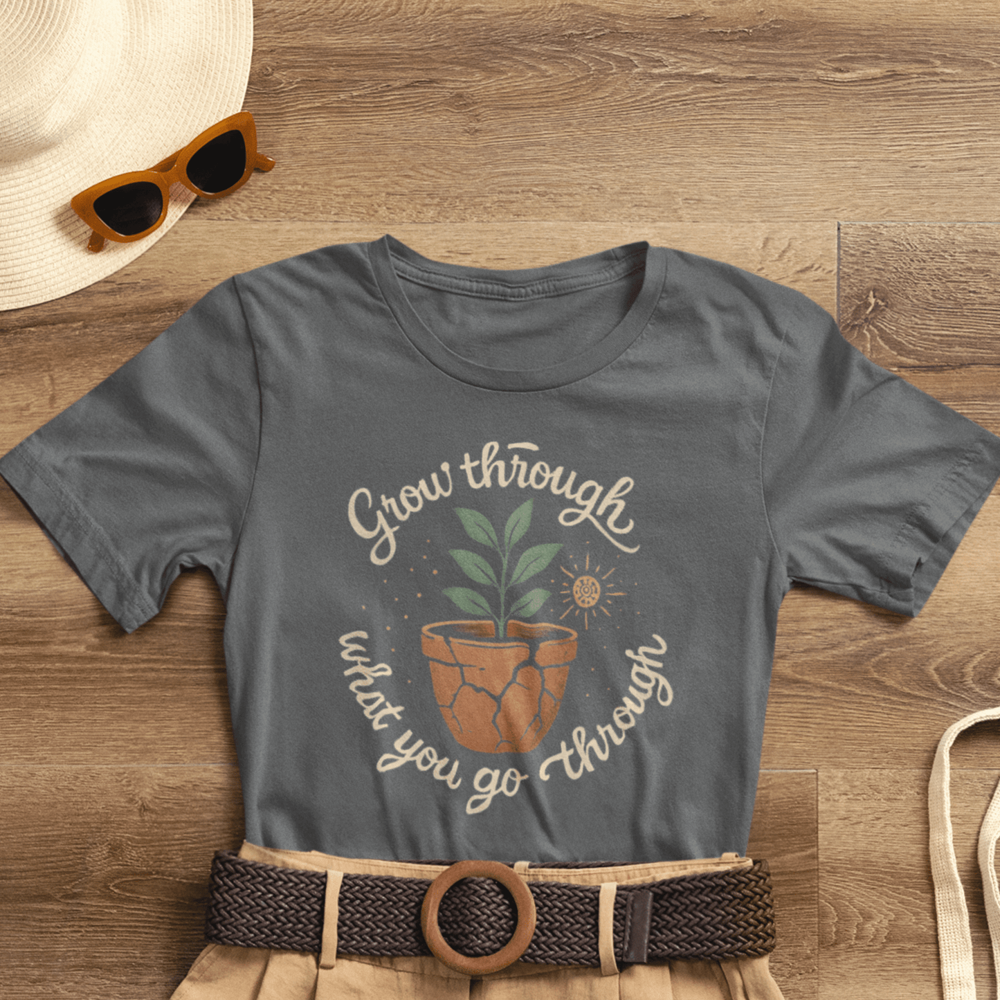 Grow Through What You Go Through | Gentle Empowerment Tee | Emotional Growth Shirt | Positive Mindset Gift - Spirit Stitch