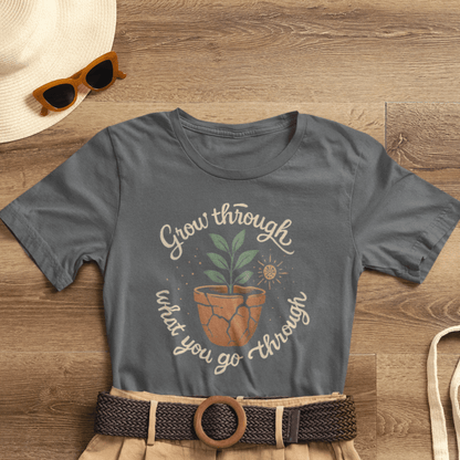 Grow Through What You Go Through | Gentle Empowerment Tee | Emotional Growth Shirt | Positive Mindset Gift - Spirit Stitch