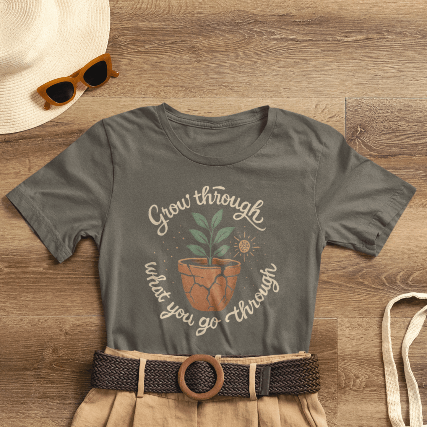 Grow Through What You Go Through | Gentle Empowerment Tee | Emotional Growth Shirt | Positive Mindset Gift - Spirit Stitch