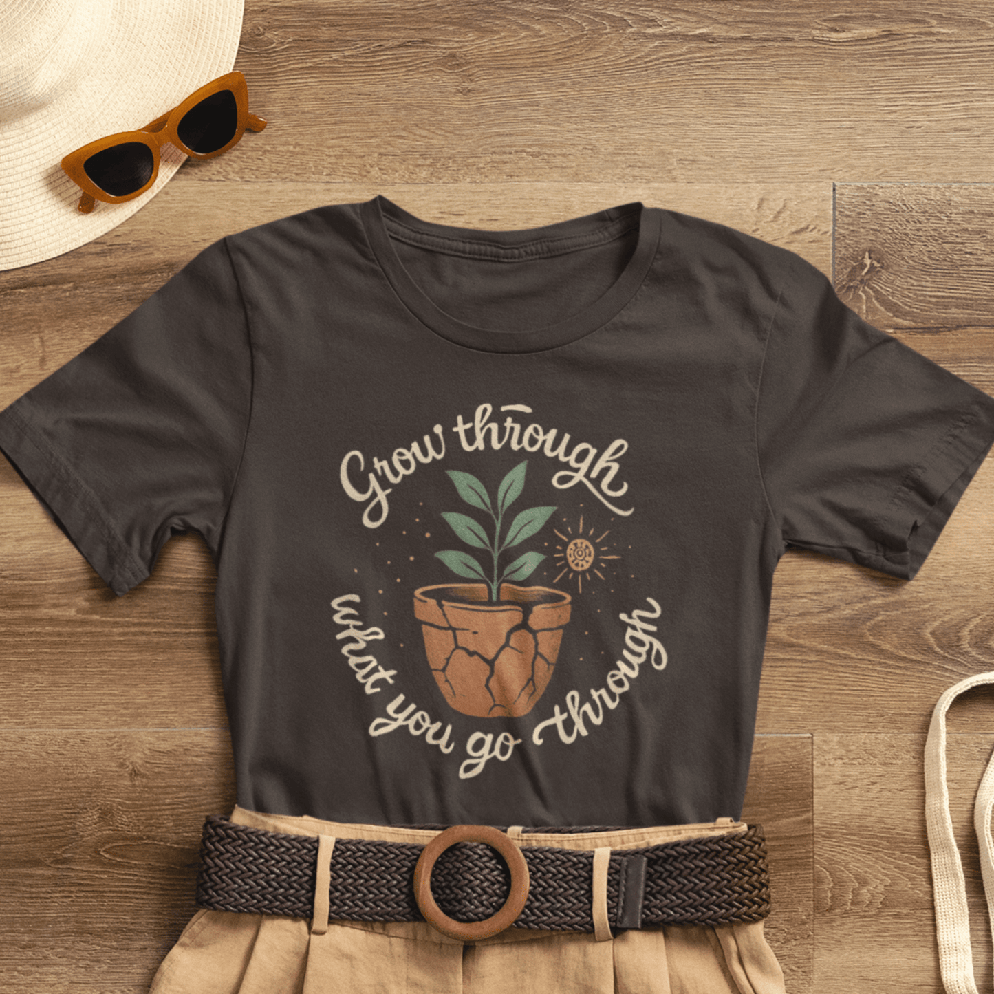 Grow Through What You Go Through | Gentle Empowerment Tee | Emotional Growth Shirt | Positive Mindset Gift - Spirit Stitch