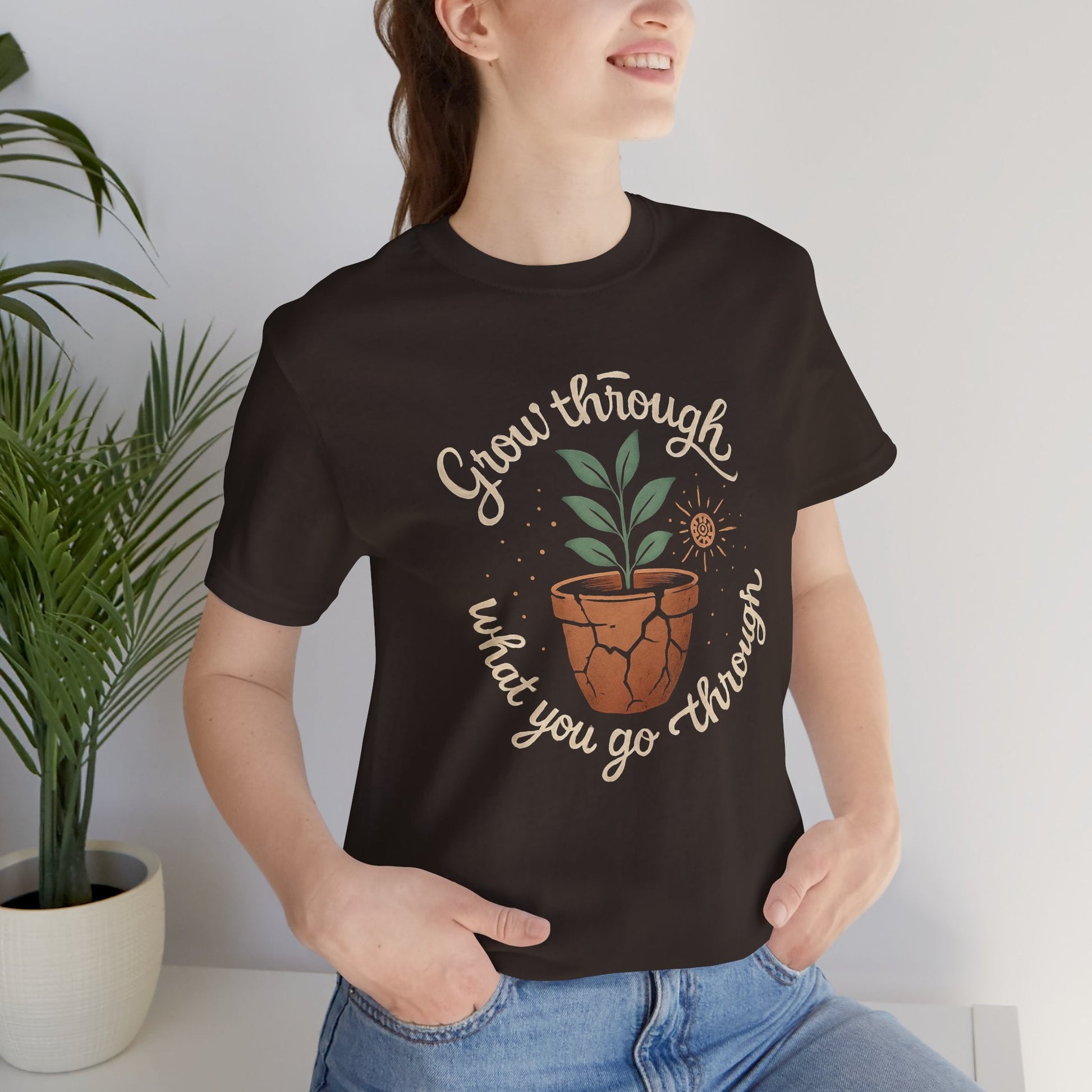 Grow Through What You Go Through | Gentle Empowerment Tee | Emotional Growth Shirt | Positive Mindset Gift - Spirit Stitch