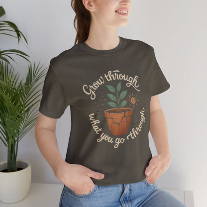 Grow Through What You Go Through | Gentle Empowerment Tee | Emotional Growth Shirt | Positive Mindset Gift - Spirit Stitch