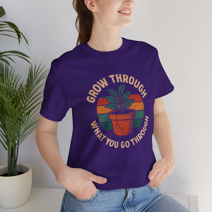 Grow Through What You Go Through – Retro Botanical Comfort Tee - Spirit Stitch