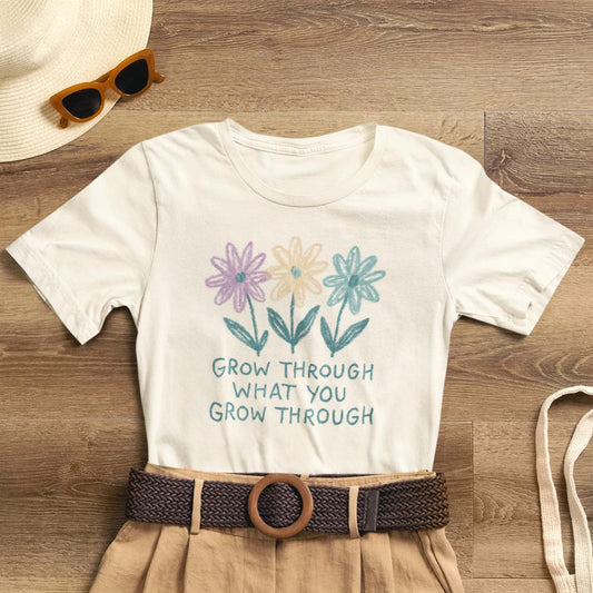 Grow Through What You Grow Through Floral Tee - Spirit Stitch