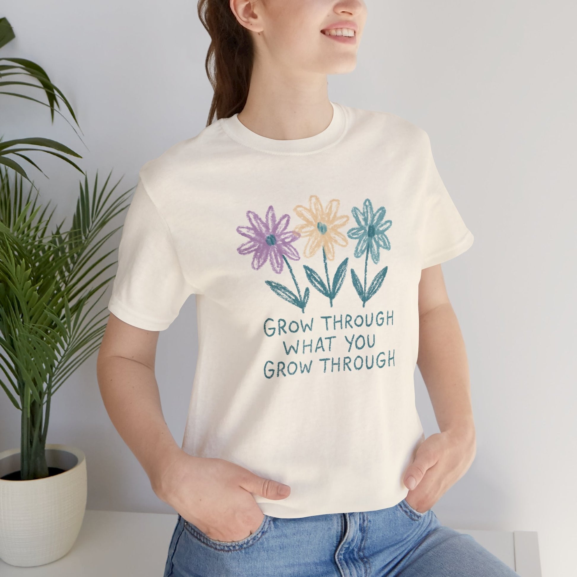 Grow Through What You Grow Through Floral Tee - Spirit Stitch