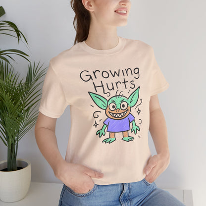 Growing Hurts Goblin Shirt – Cute Emotional Growth Tee, Naive Doodle Creature Art, Funny Self - Care Goblin, Whimsical Mental Health Shirt - Spirit Stitch