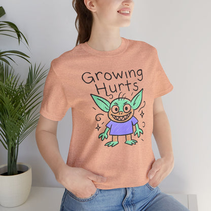 Growing Hurts Goblin Shirt – Cute Emotional Growth Tee, Naive Doodle Creature Art, Funny Self - Care Goblin, Whimsical Mental Health Shirt - Spirit Stitch