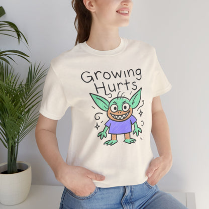 Growing Hurts Goblin Shirt – Cute Emotional Growth Tee, Naive Doodle Creature Art, Funny Self - Care Goblin, Whimsical Mental Health Shirt - Spirit Stitch