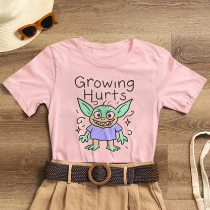 Growing Hurts Goblin Shirt – Cute Emotional Growth Tee, Naive Doodle Creature Art, Funny Self - Care Goblin, Whimsical Mental Health Shirt - Spirit Stitch