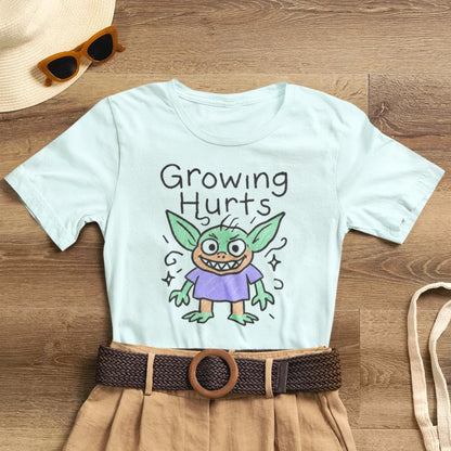 Growing Hurts Goblin Shirt – Cute Emotional Growth Tee, Naive Doodle Creature Art, Funny Self - Care Goblin, Whimsical Mental Health Shirt - Spirit Stitch